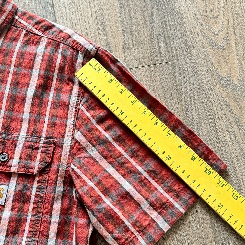 LOOSE FIT MIDWEIGHT SHORT-SLEEVE PLAID SHIRT Size M - Picture 2 of 8